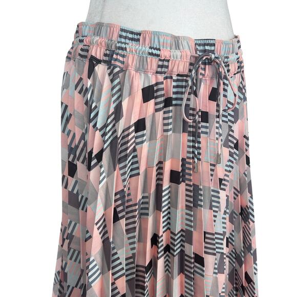 Club Monaco NWT Pleated Midi Skirt Jupe Peach, Blue, Black Womens Size Large NEW - Picture 2 of 7